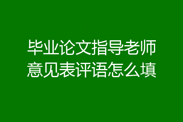 毕业论文指导老师意见表评语怎么填