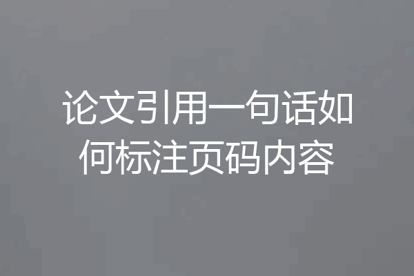 论文引用一句话如何标注页码内容