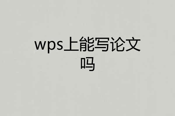 wps上能写论文吗