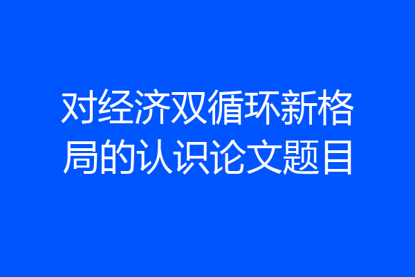 对经济双循环新格局的认识论文题目