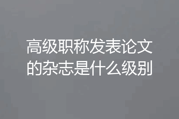 高级职称发表论文的杂志是什么级别