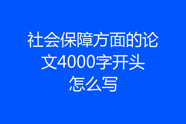 社会保障方面的论文4000字开头怎么写
