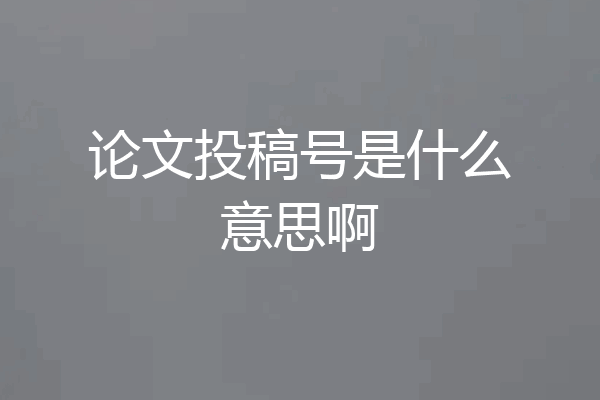 论文投稿号是什么意思啊