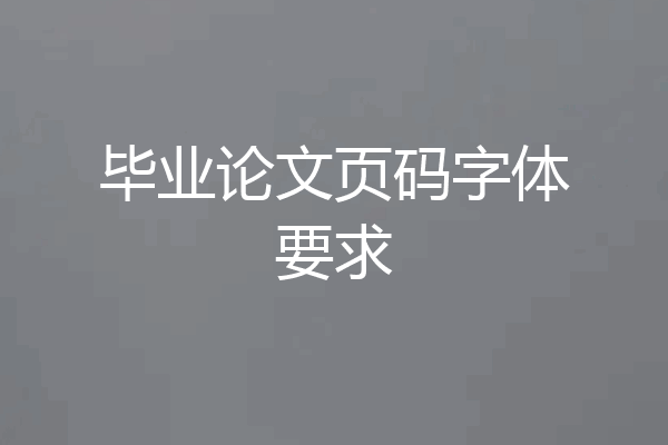 毕业论文页码字体要求