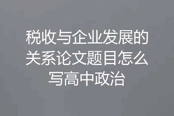 税收与企业发展的关系论文题目怎么写高中政治