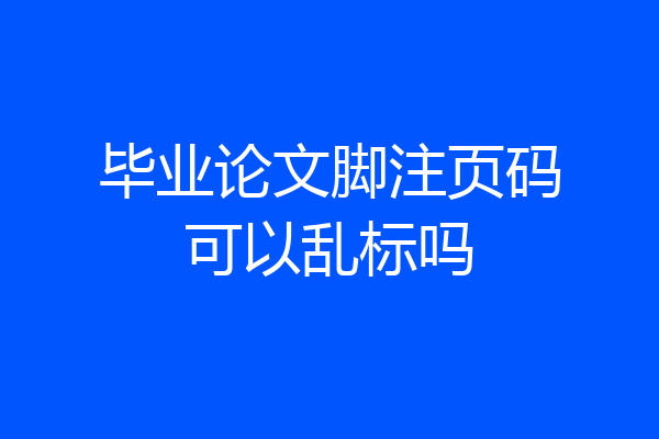 毕业论文脚注页码可以乱标吗
