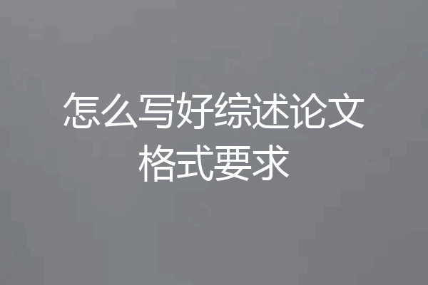 怎么写好综述论文格式要求