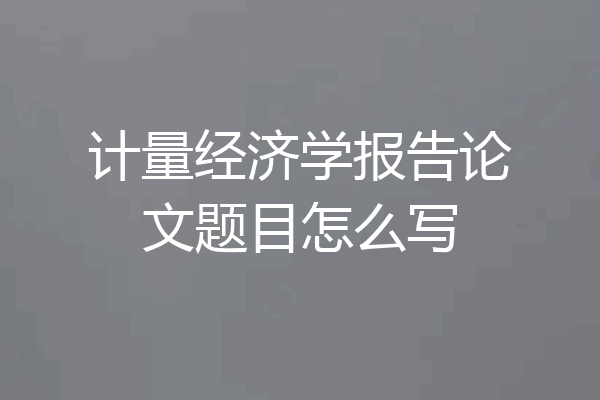 计量经济学报告论文题目怎么写
