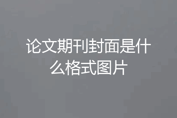 论文期刊封面是什么格式图片