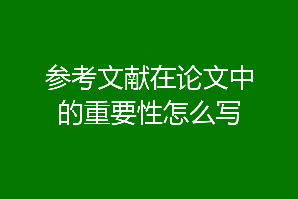 参考文献在论文中的重要性怎么写