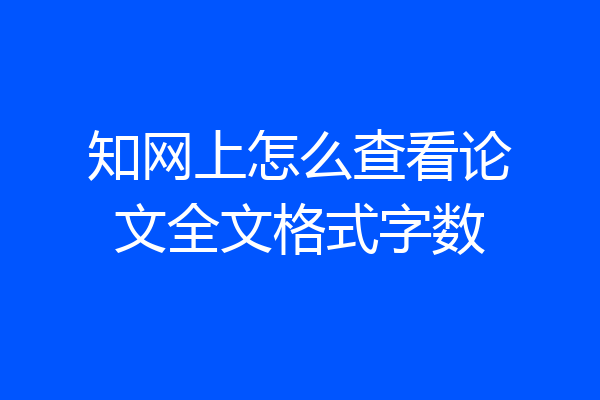 知网上怎么查看论文全文格式字数