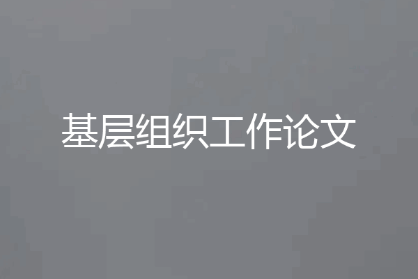 基层组织工作论文