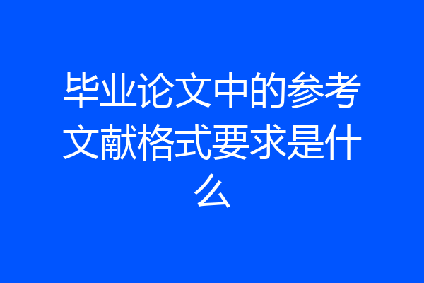 毕业论文中的参考文献格式要求是什么