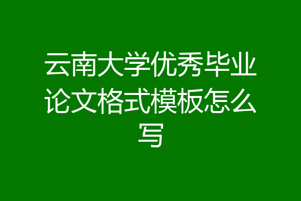 云南大学优秀毕业论文格式模板怎么写