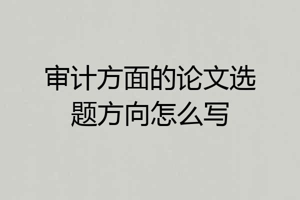 审计方面的论文选题方向怎么写