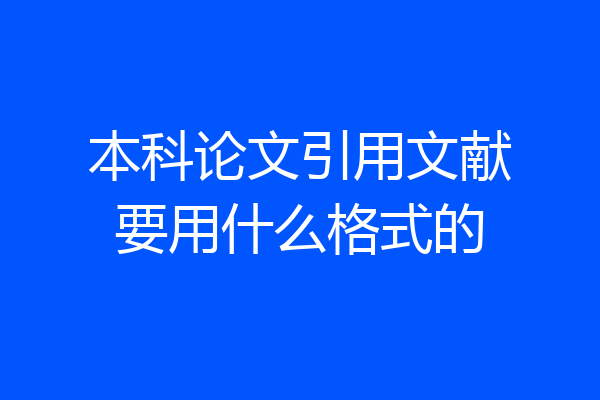 本科论文引用文献要用什么格式的