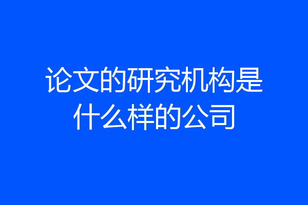论文的研究机构是什么样的公司