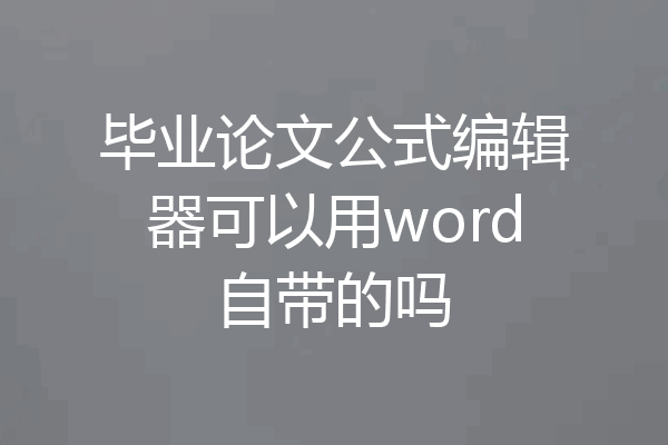 毕业论文公式编辑器可以用word自带的吗