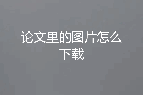论文里的图片怎么下载