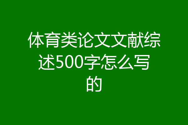 体育类论文文献综述500字怎么写的
