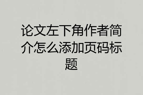 论文左下角作者简介怎么添加页码标题