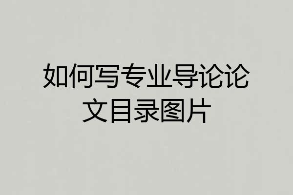 如何写专业导论论文目录图片