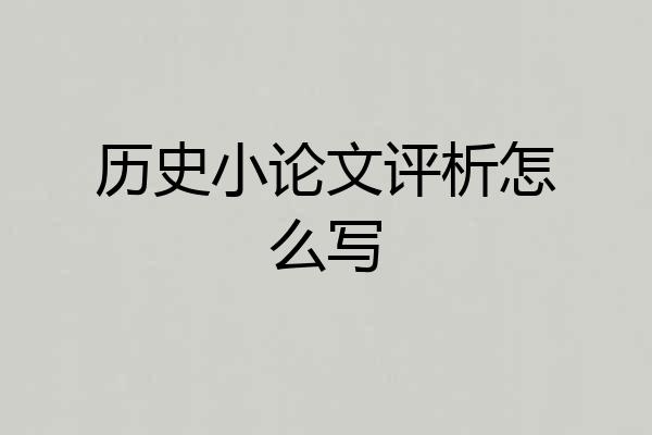 历史小论文评析怎么写