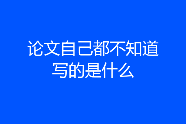 论文自己都不知道写的是什么