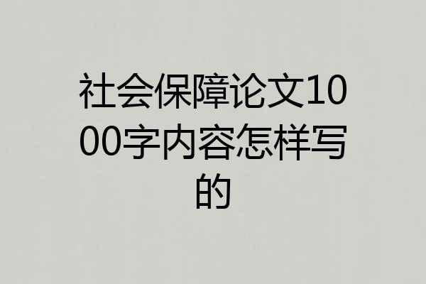 社会保障论文1000字内容怎样写的