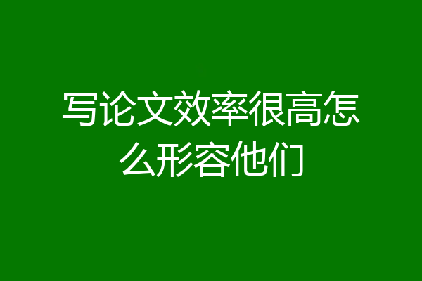 写论文效率很高怎么形容他们