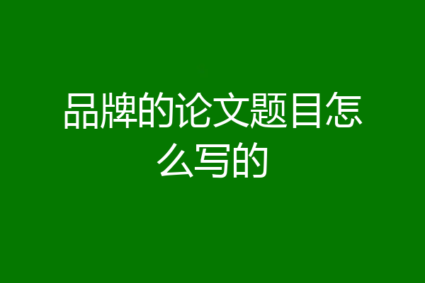 品牌的论文题目怎么写的