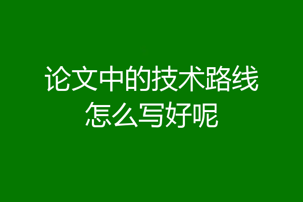 论文中的技术路线怎么写好呢