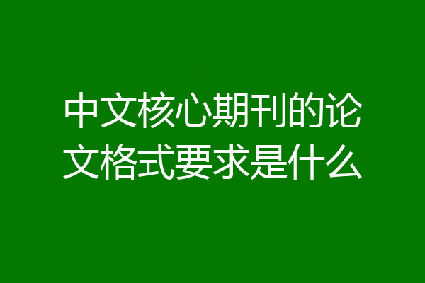 中文核心期刊的论文格式要求是什么