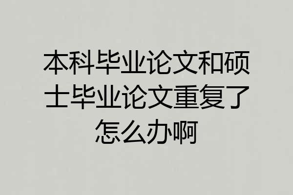 本科毕业论文和硕士毕业论文重复了怎么办啊