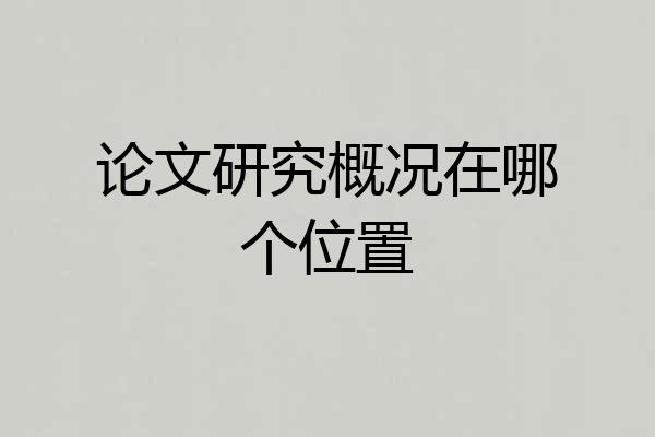 论文研究概况在哪个位置
