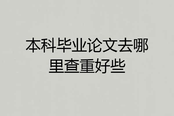 本科毕业论文去哪里查重好些