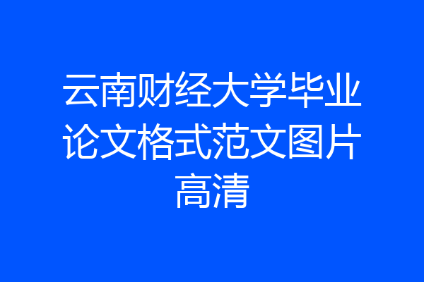 云南财经大学毕业论文格式范文图片高清