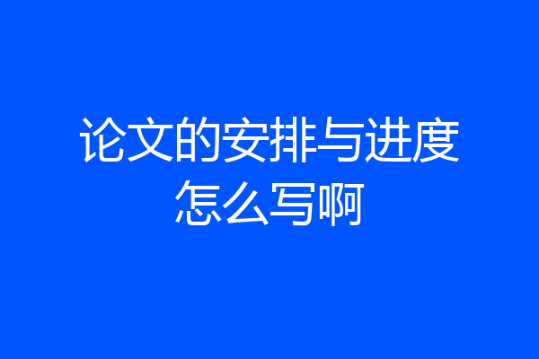 论文的安排与进度怎么写啊