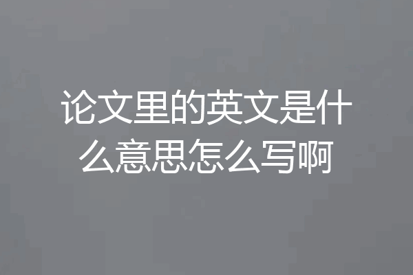 论文里的英文是什么意思怎么写啊