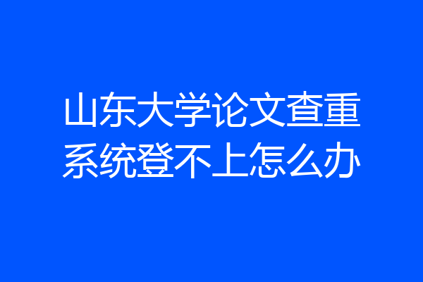 山东大学论文查重系统登不上怎么办