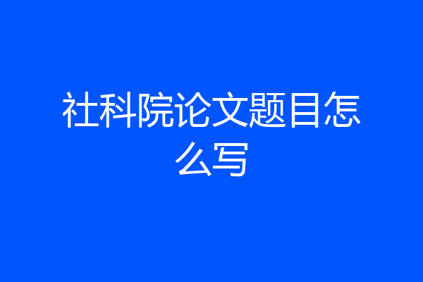 社科院论文题目怎么写