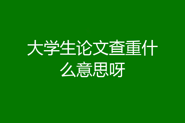 大学生论文查重什么意思呀