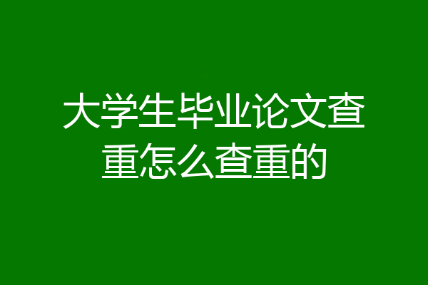 大学生毕业论文查重怎么查重的