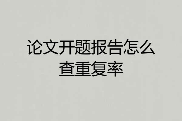 论文开题报告怎么查重复率