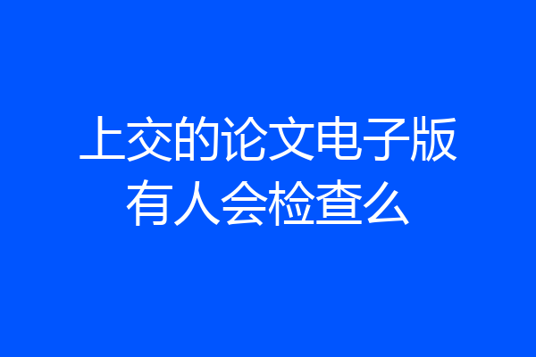上交的论文电子版有人会检查么