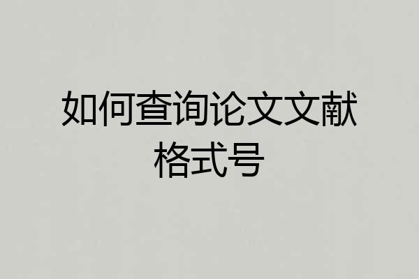 如何查询论文文献格式号