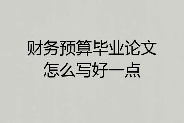 财务预算毕业论文怎么写好一点