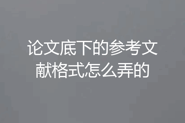 论文底下的参考文献格式怎么弄的