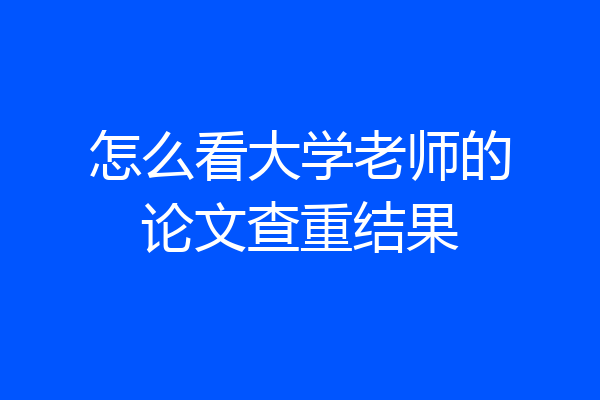 怎么看大学老师的论文查重结果