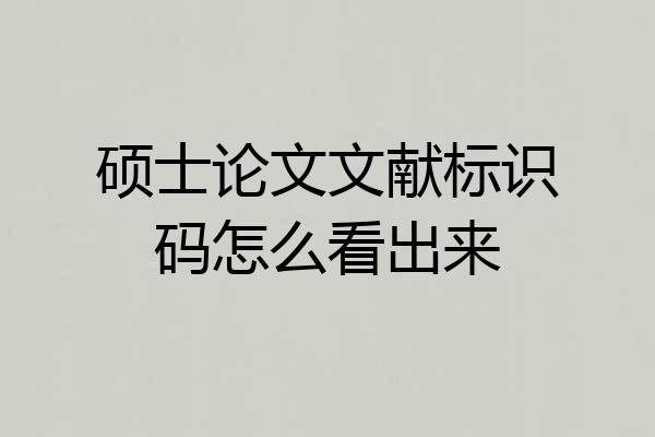 硕士论文文献标识码怎么看出来